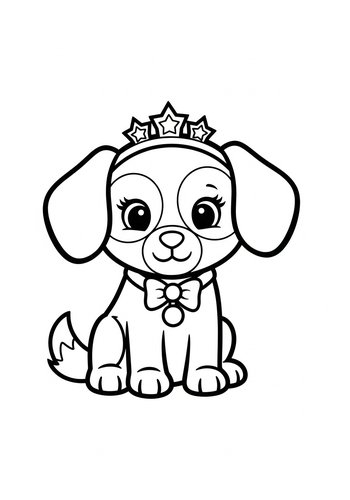 Cute Dog Princess Coloring Page