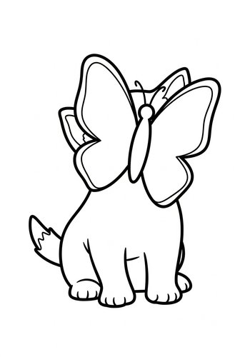 Cute Dog With Butterfly Wings Coloring Page