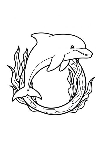 Cute Dolphin Coloring Page For Kids