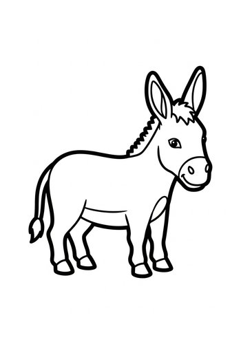 Cute Donkey Coloring Page For Kids