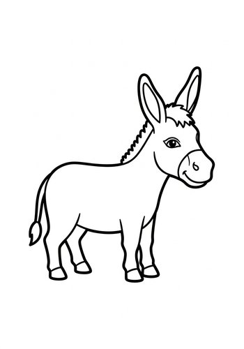Cute Donkey Coloring Page For Kids