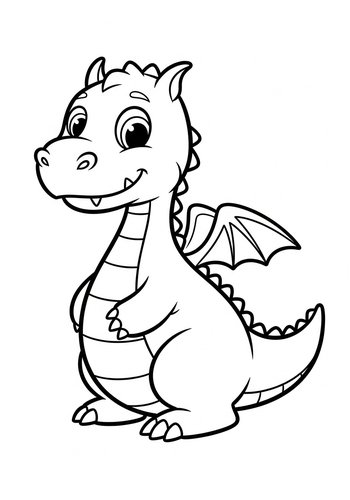 Cute Dragon Coloring Page For Kids