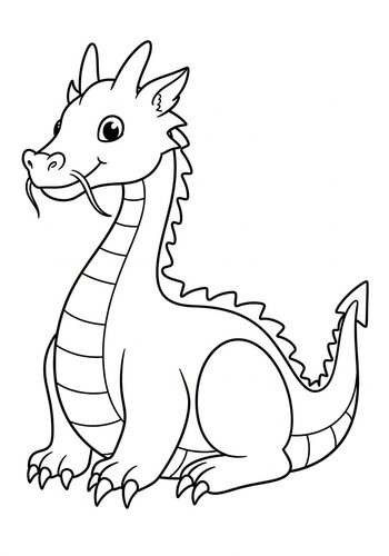 Cute Dragon Coloring Page For Kids