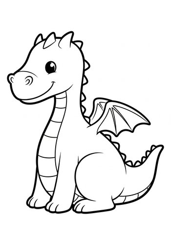 Cute Dragon Coloring Page For Kids