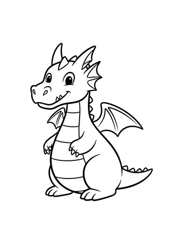 Cute Dragon Coloring Page For Kids