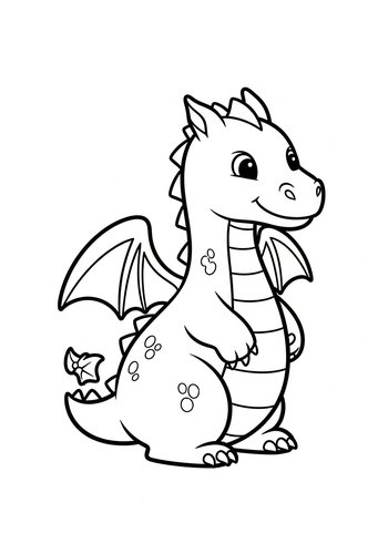 Cute Dragon Coloring Page For Kids