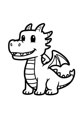 Cute Dragon Coloring Page For Kids