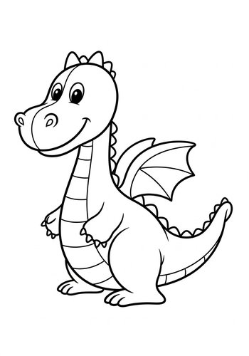 Cute Dragon Coloring Page For Kids