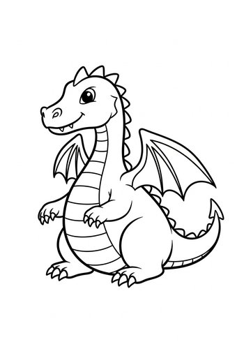 Cute Dragon Coloring Page For Kids