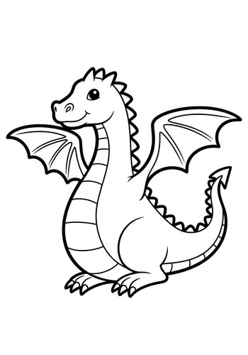 Cute Dragon Coloring Page For Kids