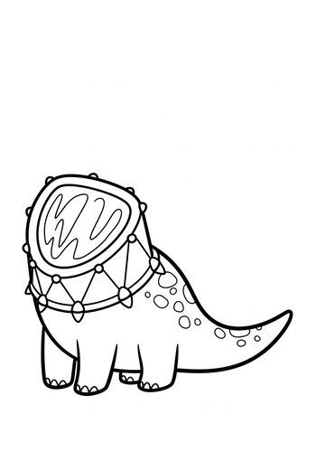 Cute Drum Dinosaur Coloring Page