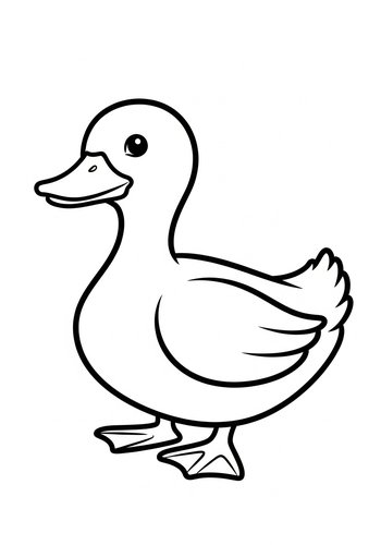 Cute Duck Coloring Page For Kids