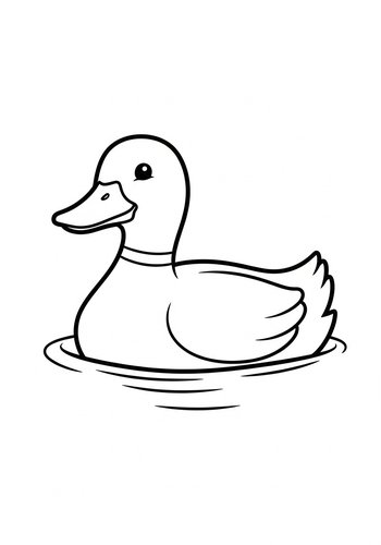 Cute Duck Coloring Page For Kids