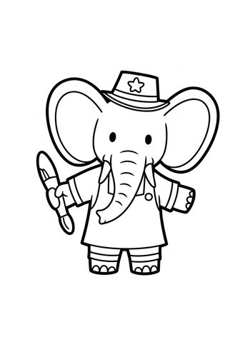 Cute Elephant Artist Coloring Page
