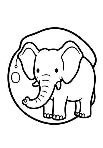 Cute Elephant Coloring Page For Kids
