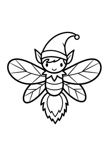 Cute Elf Bee Coloring Page