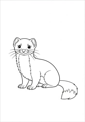Cute Ermine Coloring Page For Kids