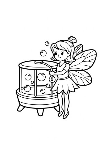 Cute Fairy Bubbles Coloring Page