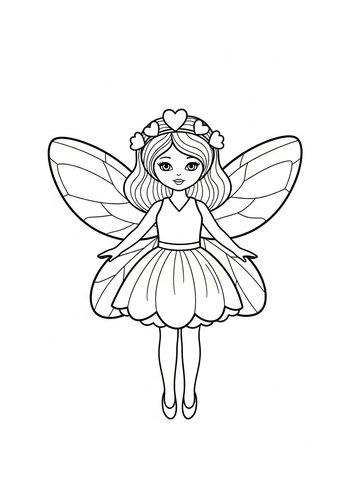 Cute Fairy Coloring Page For Kids