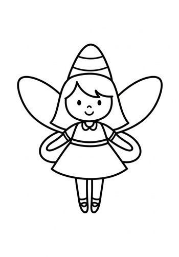 Cute Fairy Coloring Page For Kids