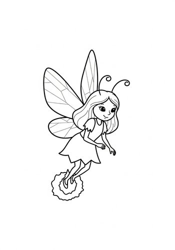 Cute Fairy Coloring Page For Kids