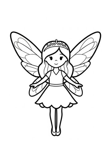 Cute Fairy Princess Coloring Page For Kids