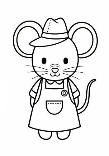 Cute Farmer Mouse Coloring Page