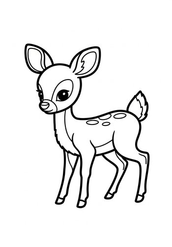 Cute Fawn Coloring Page For Kids