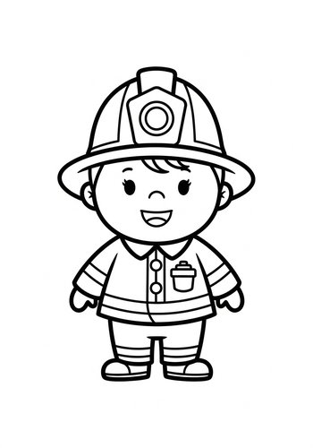 Cute Firefighter Coloring Page For Kids
