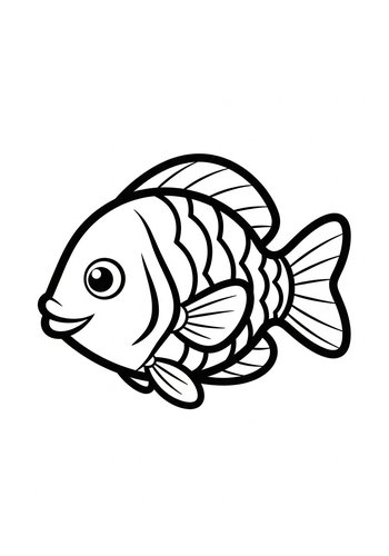 Cute Fish Coloring Page For Kids