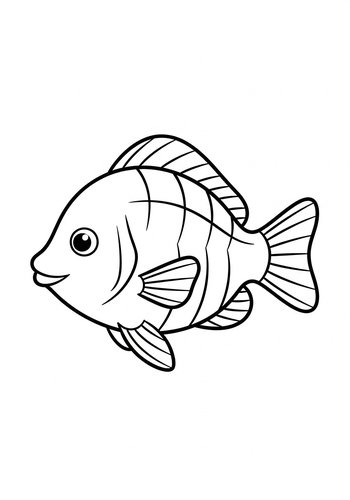 Cute Fish Coloring Page For Kids