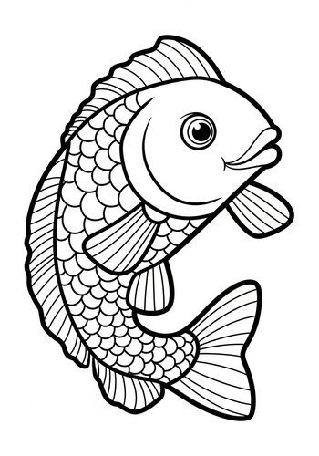 Cute Fish Coloring Page For Kids