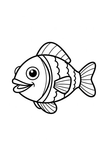 Cute Fish Coloring Page For Kids