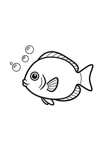 Cute Fish Coloring Page For Kids