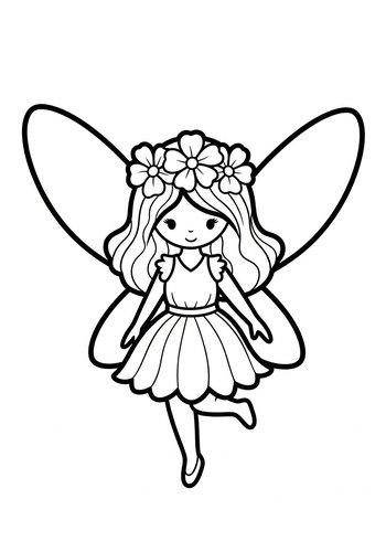 Cute Flower Fairy Coloring Page