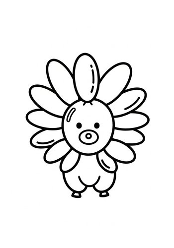 Cute Flower Monster Coloring Page