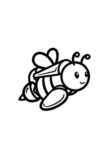 Cute Flying Bee Coloring Page For Kids