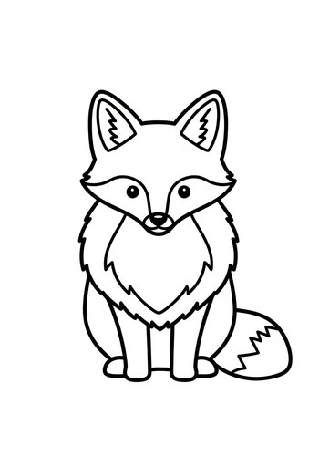 Cute Fox Coloring Page For Kids