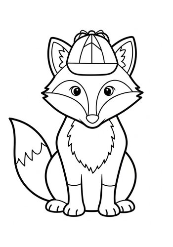 Cute Fox Detective Coloring Page For Kids