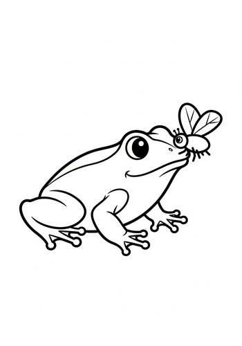 Cute Frog And Fly Coloring Page