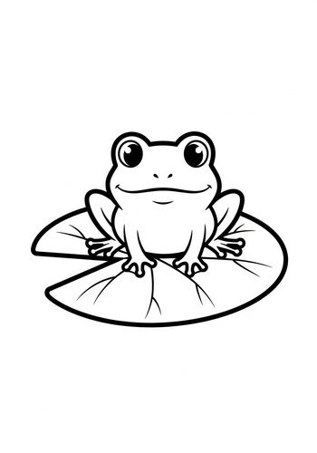 Cute Frog On A Lily Pad Coloring Page