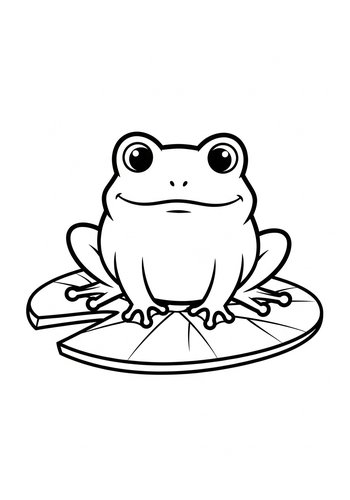 Cute Frog On Lily Pad Coloring Page