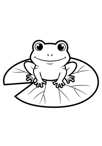 Cute Frog On Lily Pad Coloring Page