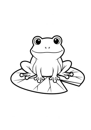 Cute Frog On Lily Pad Coloring Page For Kids