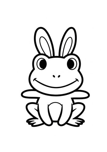 Cute Frog With Bunny Ears Coloring Page