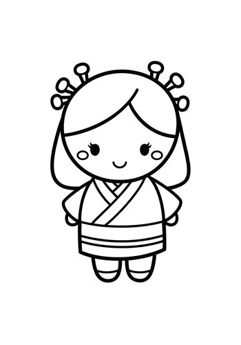 Cute Geisha Coloring Page