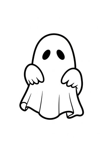 Cute Ghost Coloring Page For Halloween