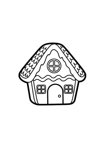 Cute Gingerbread House Coloring Page For Kids