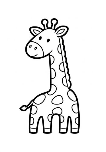 Cute Giraffe Coloring Page For Kids