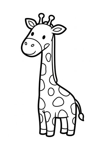 Cute Giraffe Coloring Page For Kids